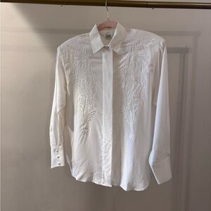 ISH White Women’s Dress Shirt with Embroidery